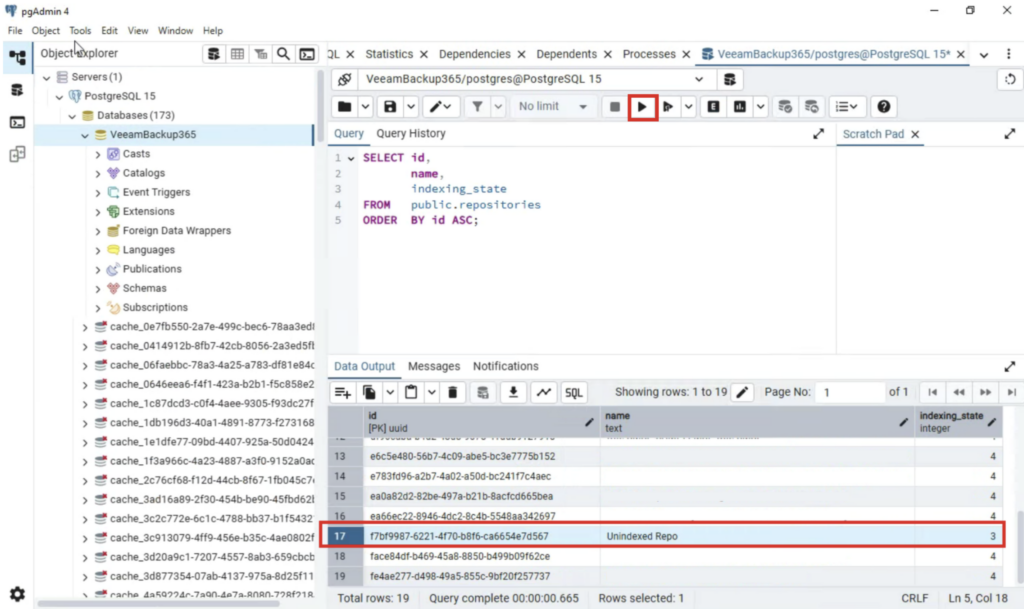 Fix VBO unindexed repository by editing PostgreSQL with PGAdmin ...