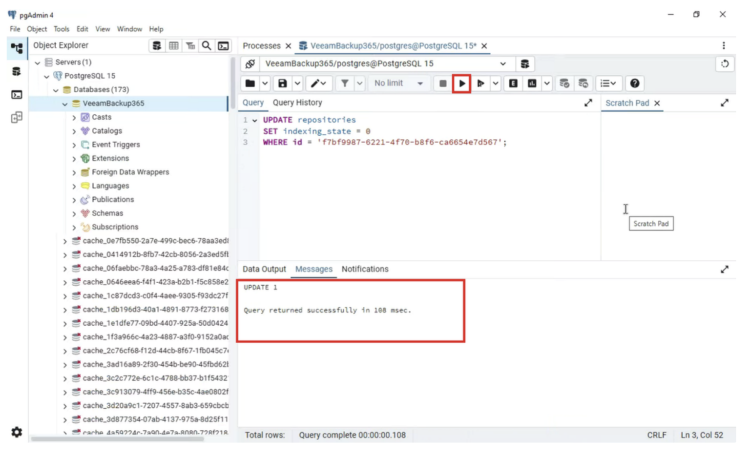 Fix VBO unindexed repository by editing PostgreSQL with PGAdmin ...